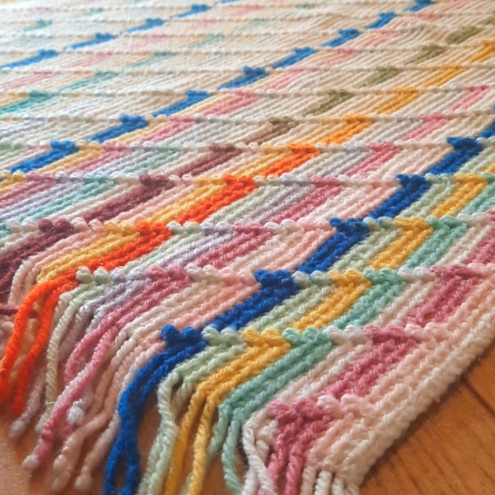 Colorful Vintage Knit Afghan
